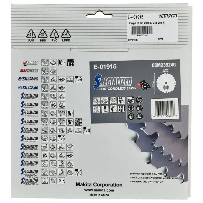 Makita E-01915 Cirkelzaagblad Hout 14 Makita E-01915 Cirkelzaagblad Hout - Afbeelding 12