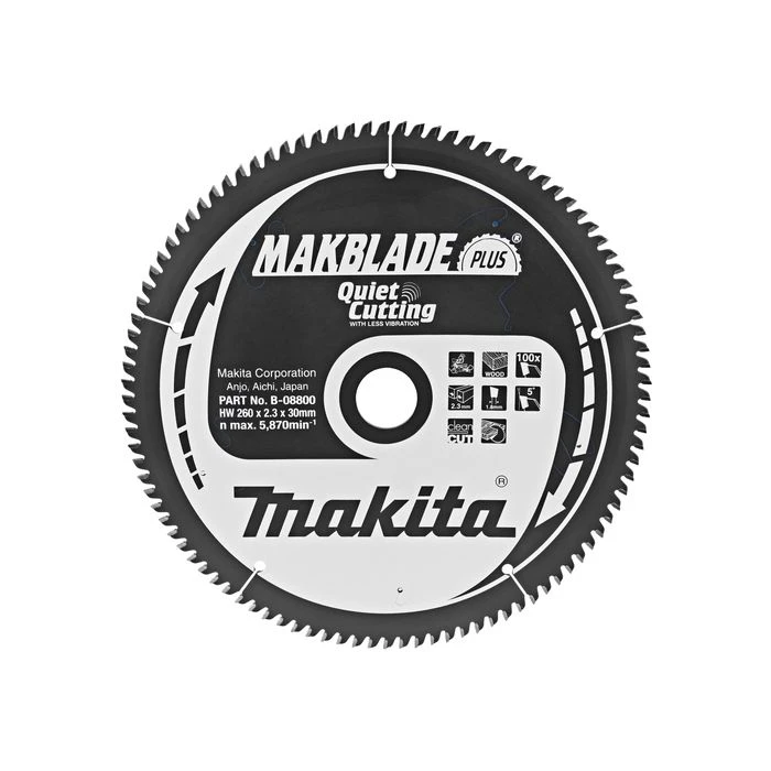 Makita B-08800 Zaagb Q+C 260x30x2,3 100T 5g 4 Makita B-08800 Zaagb Q+C 260x30x2,3 100T 5g - Afbeelding 2