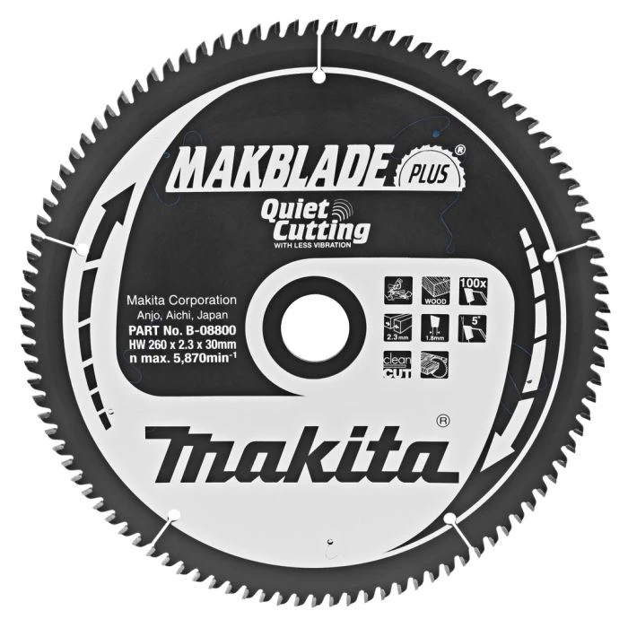 Makita B-08800 Zaagb Q+C 260x30x2,3 100T 5g 3 Makita B-08800 Zaagb Q+C 260x30x2,3 100T 5g