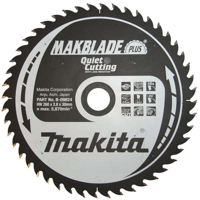 Makita B-09824 Tafelzaagblad Hout Zuiver 6 Makita B-09824 Tafelzaagblad Hout Zuiver - Afbeelding 4