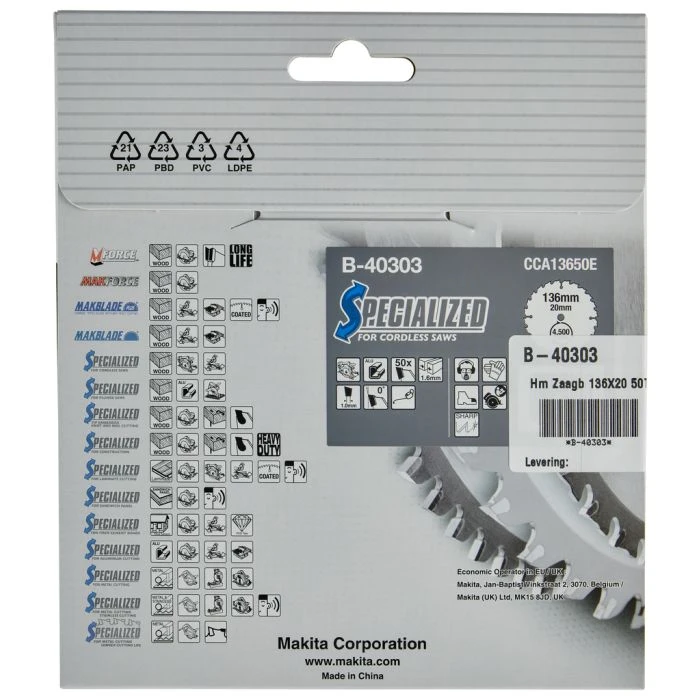 Makita B-40303 Cirkelzaagblad Aluminium 6 Makita B-40303 Cirkelzaagblad Aluminium - Afbeelding 4